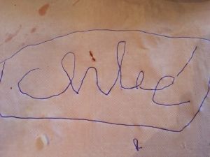 2015-08-09 Chloe schrijft op tafel bij Ming Kee1